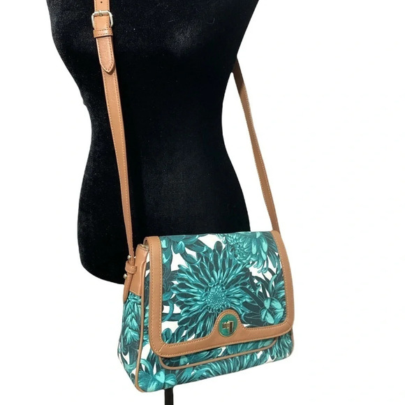 Isaac Mizrahi Bridgehampton Floral Printed Canvas Crossbody with leather trim - Picture 4 of 16